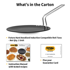 Hawkins Futura 24 cm Roti Tava, Hard Anodised Tawa, Induction Tawa, Black (IART24)