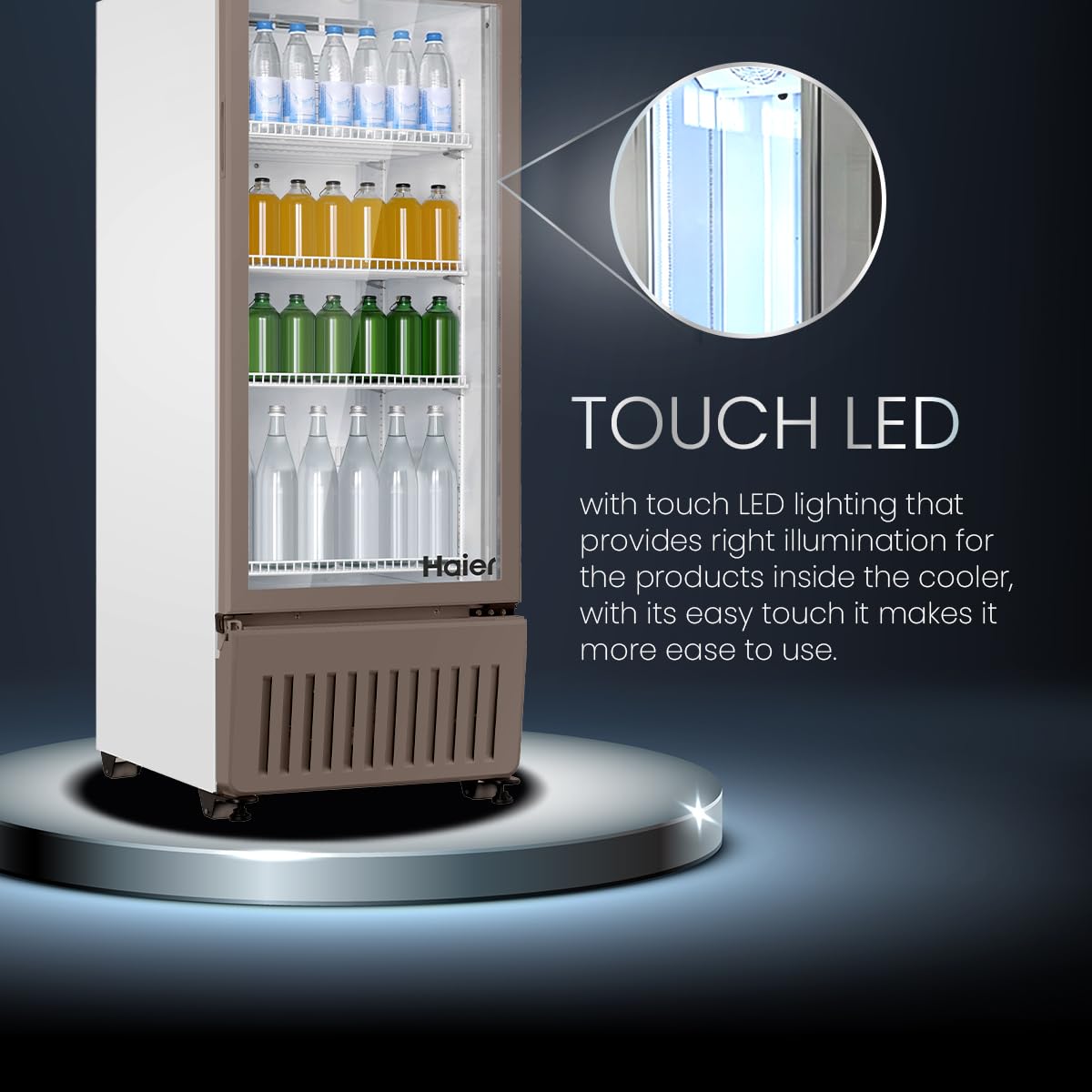 Haier HVC 305 GT5, 5 Star, Touch LED Visi Cooler Glass Door, Adjustable Shelves, Single Door Commercial Refrigerator (285 L, White)