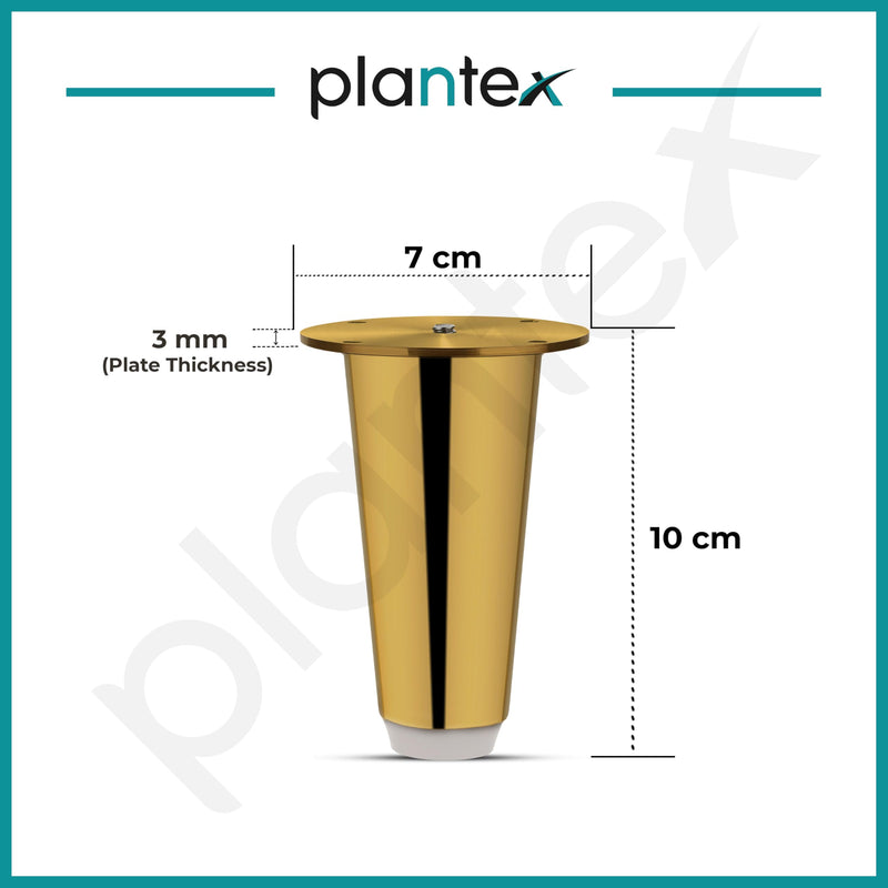 Plantex Heavy Duty Round 4 inch Spare Sofa Legs for Bed Furniture/Sofa Legs for Furniture Fitting/Table Legs/Sofa Leg Set of 2 pcs (Gold) (Model APS-DTS-53)-3