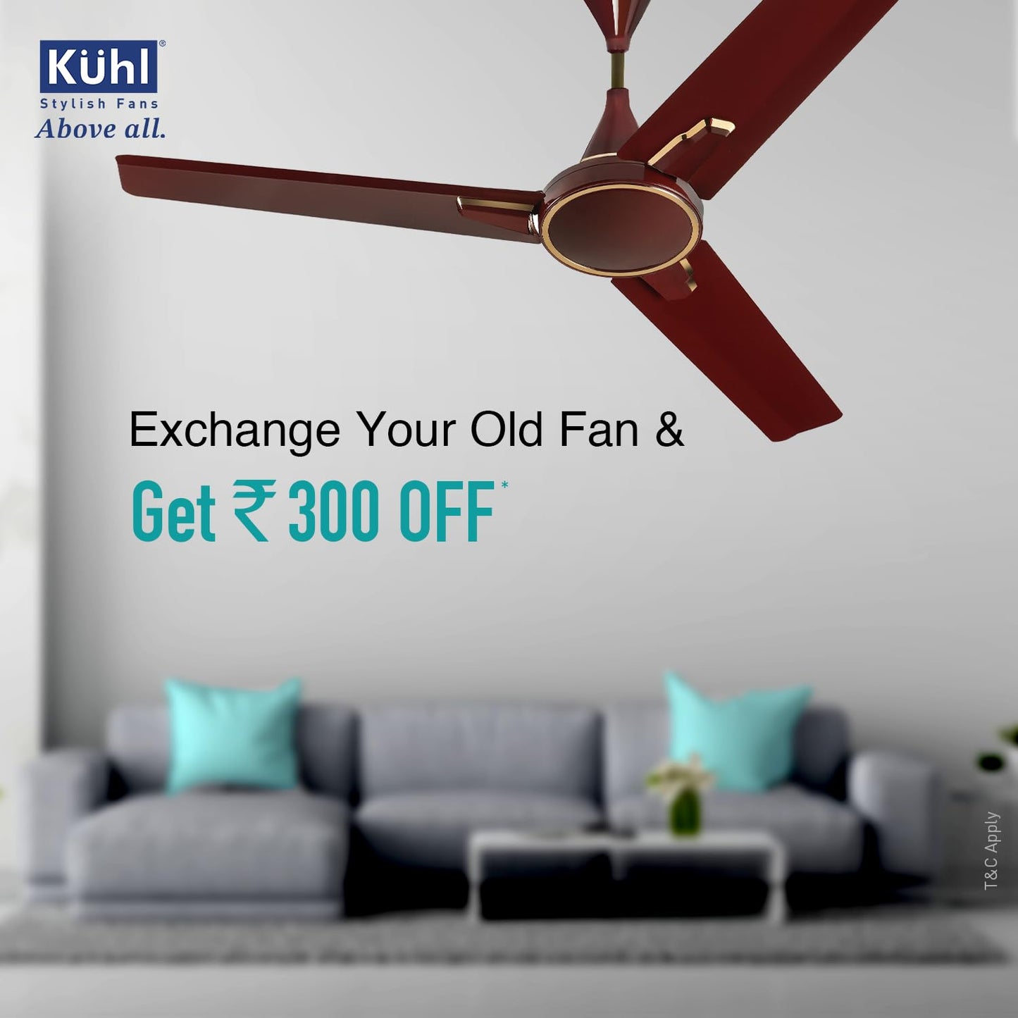 KUHL Prima A1 1200MM Decorative Power Saving BLDC Ceiling Fan With Remote | 29W | Saves Upto 65% Electricity | 5 stars | High Air Flow | Stylish Design | Brown