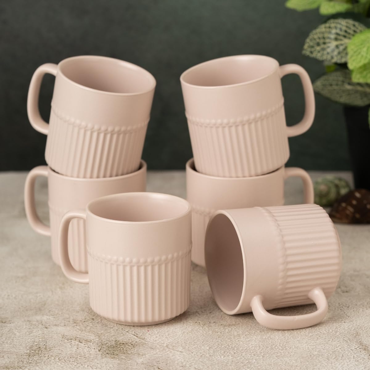 Clay Craft Fine Ceramic Crimson Green Cups & Saucer, Set of 12, Cups for Tea & Coffee, Gift Set, Elegant Design for Home and Kitchen and Can Be Gifted to Your Loved Ones On Any Occassions