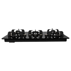 Faber Hob/Hobtop 5 Brass Burner Auto Electric Ignition Glass Top (Maxus HT905 CRS BR CI AI) Black