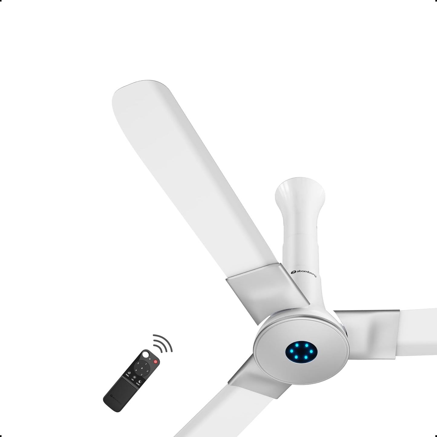 atomberg Studio+ 1200mm BLDC Ceiling Fan with Remote Control | BEE 5 star Rated Energy Efficient Ceiling Fan | High Air Delivery with LED Indicators | 3 Year Warranty (Marble White)