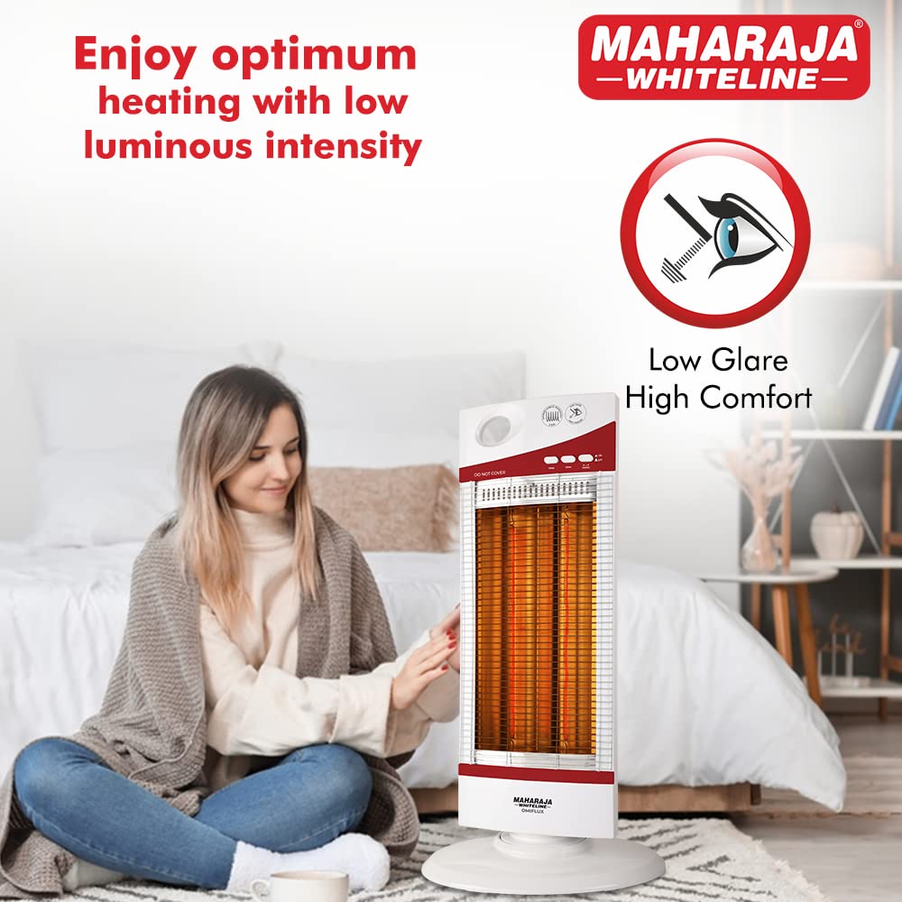 Maharaja Whiteline Omiflux Room Heater, 1000W - RH-128 (White & Cherry Red)
