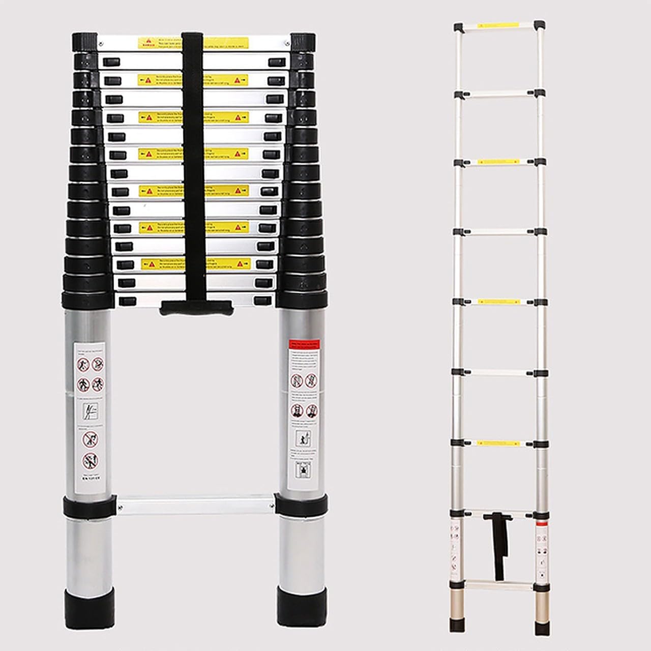 BonKaso VertiPro 3.8M(12.5Ft) Telescopic Ladder|Aluminum Ladder 13 Steps|Multipurpose for Home & Outdoor use with Self Lock Mechanism|EN131 Certified Max Load Capacity of 150kg