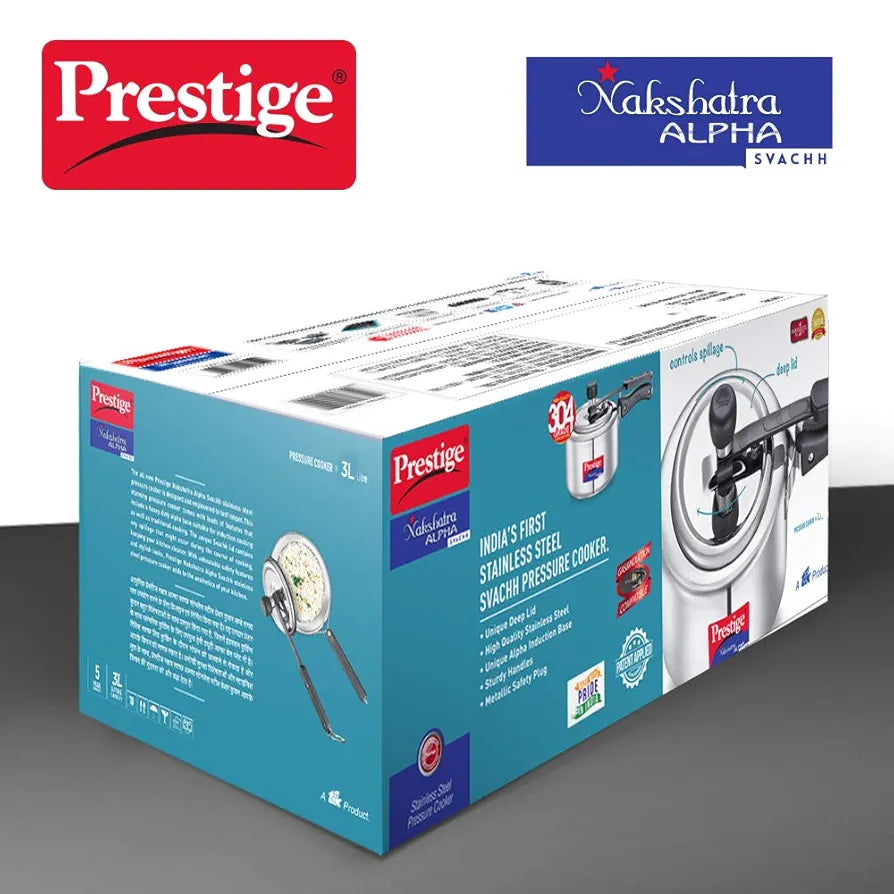 Prestige Svachh, 20245, 3 L, Nakshatra Alpha Straight Wall, With Deep Lid For Spillage Control , 600 milliliters