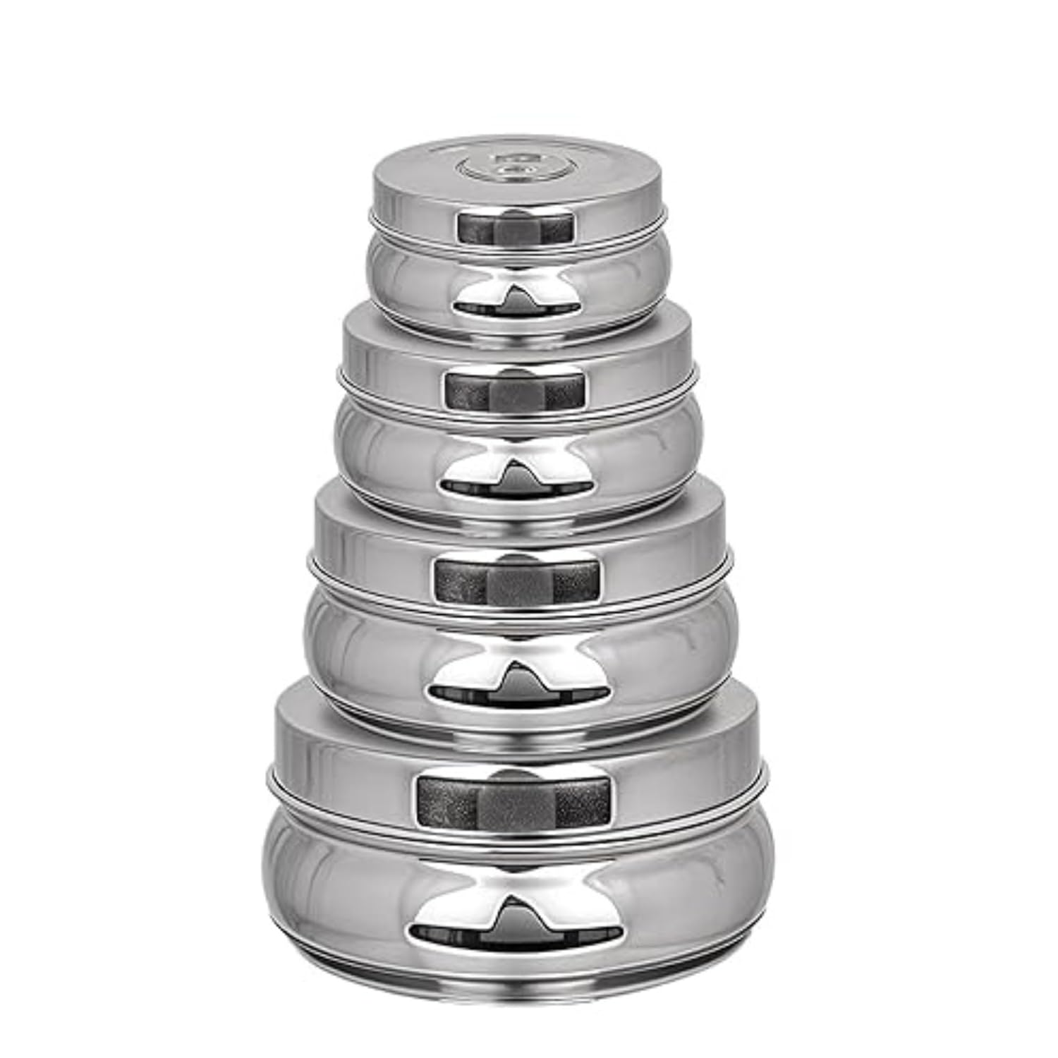 Greensify Stainless Steel Container Set– 4Piece Kitchen Dabba Set with Lids (200ml,450ml,650ml, 950ml)Flat Base Poori Dabba Set for Storage|Food Grade Steel Boxes for Kitchen,DryFruits & Everyday Use