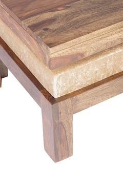 100% Solid Sheesham Wood 2 Seater Centre Table Set - Teak Finish ; Ivor | Centre Coffee Table