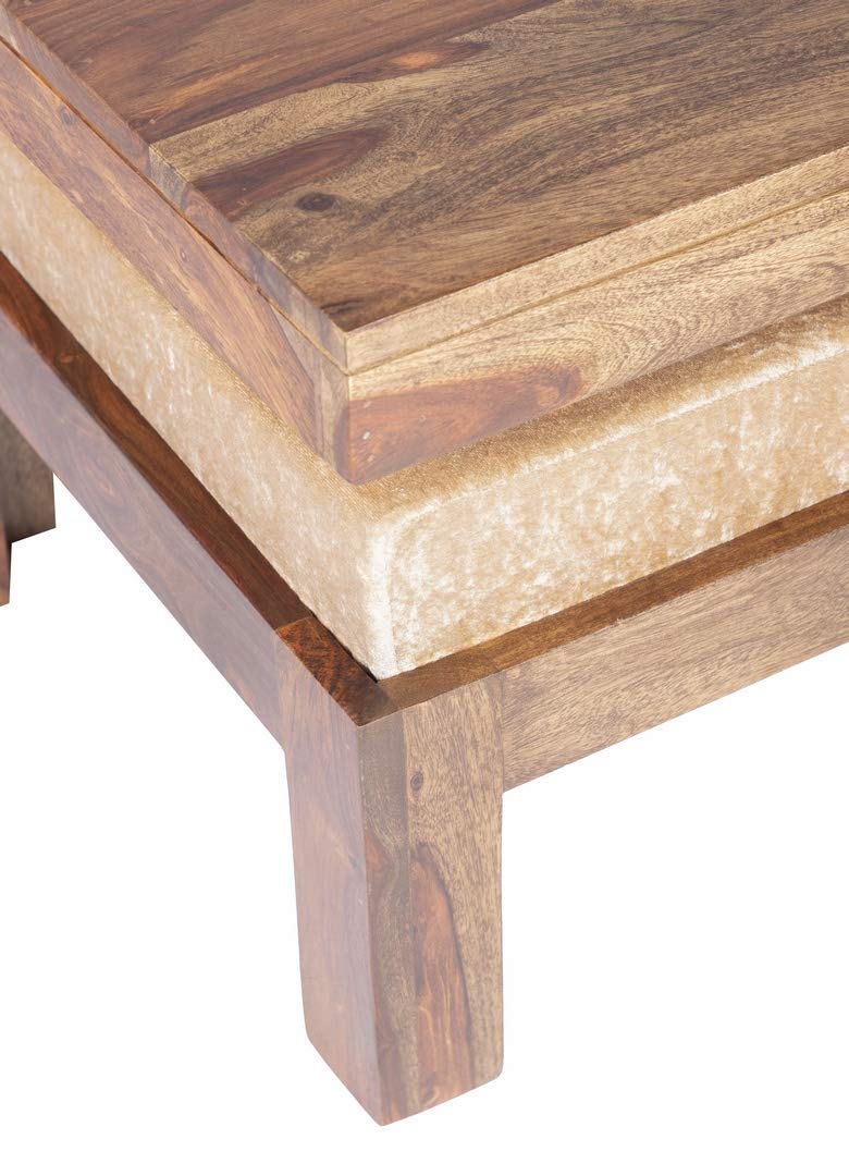 100% Solid Sheesham Wood 2 Seater Centre Table Set - Teak Finish ; Ivor | Centre Coffee Table