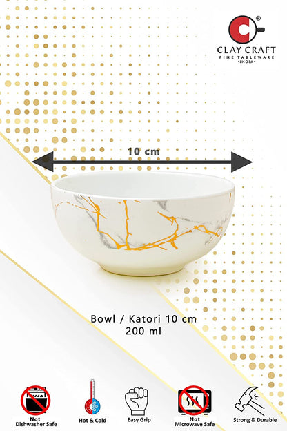 Clay Craft Marble Finish, Fine Ceramic Dinner Set 40 PCS (White), for Family of 6, Dinner Set Ceramic, Crockery Set, Dining Set for Dinner, Plates and Bowls Set, Crockery Set for Gift