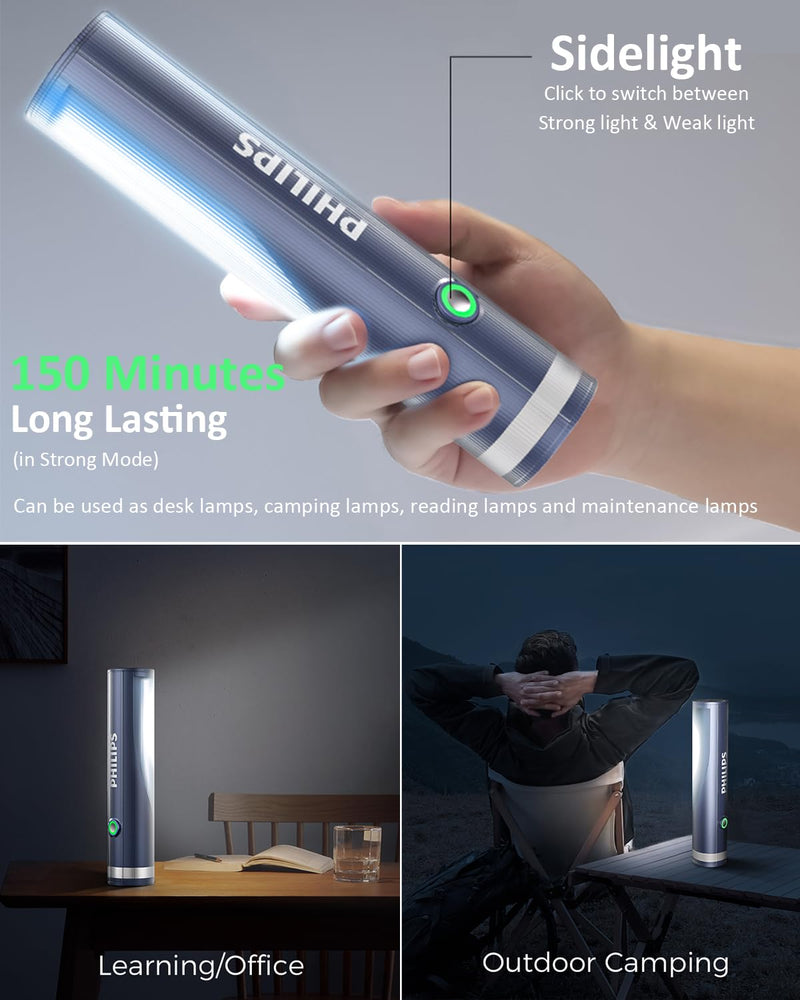 Philips Portable Torch Rechargeable, 400 Lumens Torch Light & Camping Light