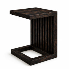 Solid Sheesham Wood C Shape Side Table for Living Room | Modern Sofa End Table | Wooden Laptop Table for Bed | 