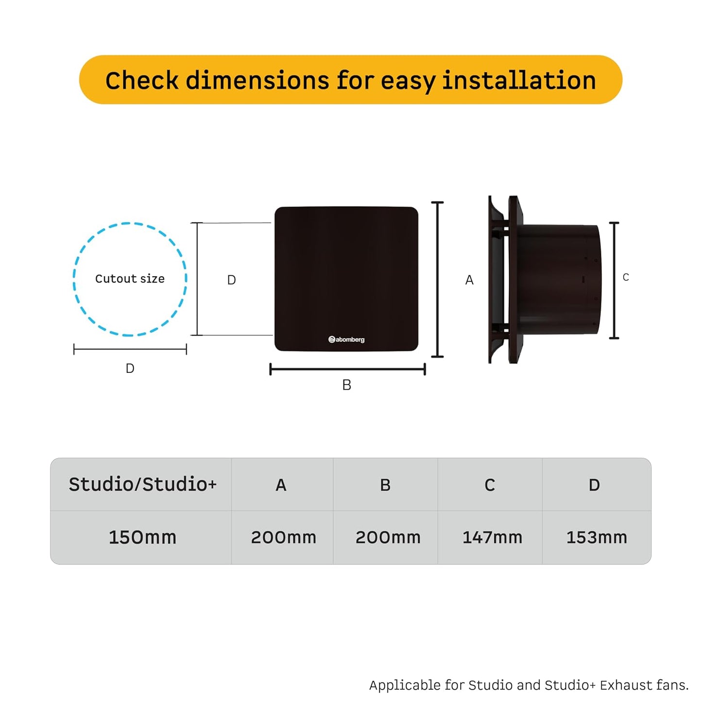 atomberg Studio Exhaust 6 Inches | Suitable for Bathroom, Kitchen | BLDC Motor | Easy to Clean | 2 Year Warranty (Gloss Brown)