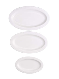 Clay Craft Basics - Ceramic Oval Serving Platters for Starters Cookies Multipurpose, Big Medium & Small, 3 Pieces, Multicolor, Standard