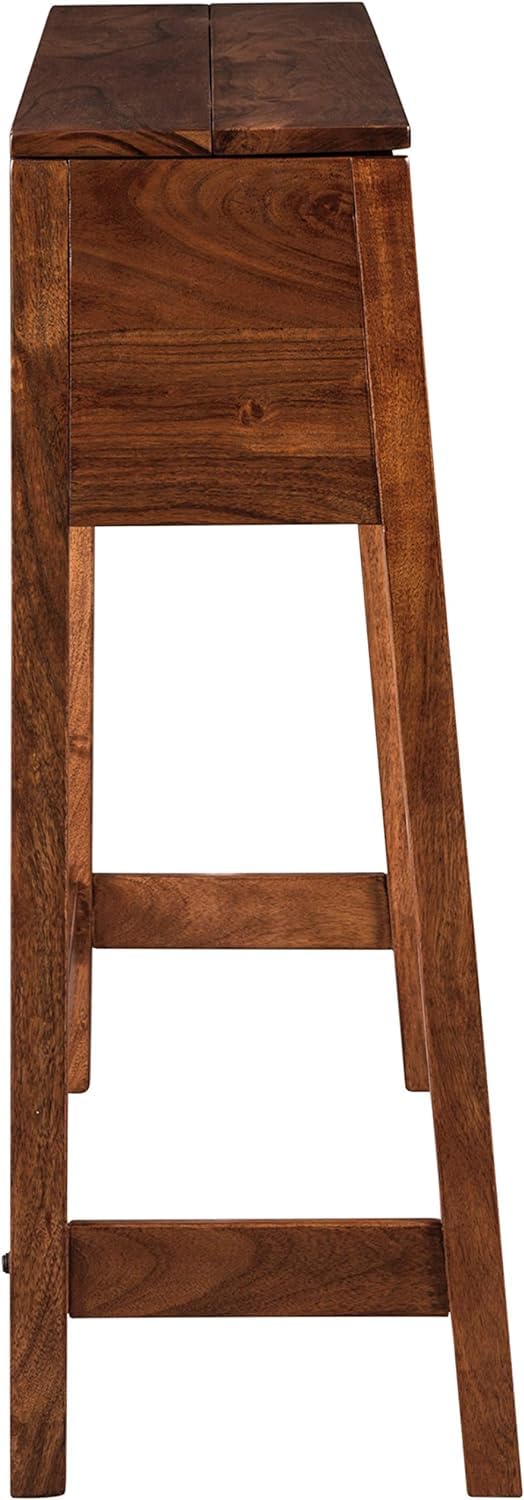 Solid Sheesham Wood Vintage Fold Down Drawer Storage Console Table for Home | Living Room | Office | Entry-Way 
