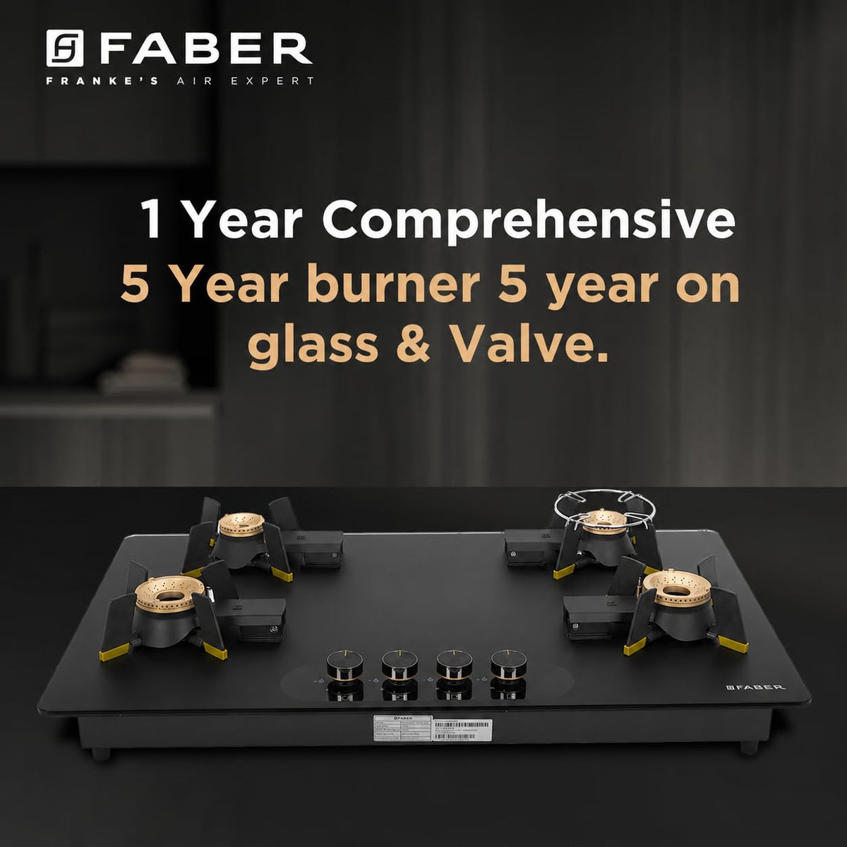 Faber Liftable Burners Hob - 90cm Black Glass| Auto Ignition| FFD| Cast Iron Pan Support| Premium Knobs| 2Yr Comprehensi