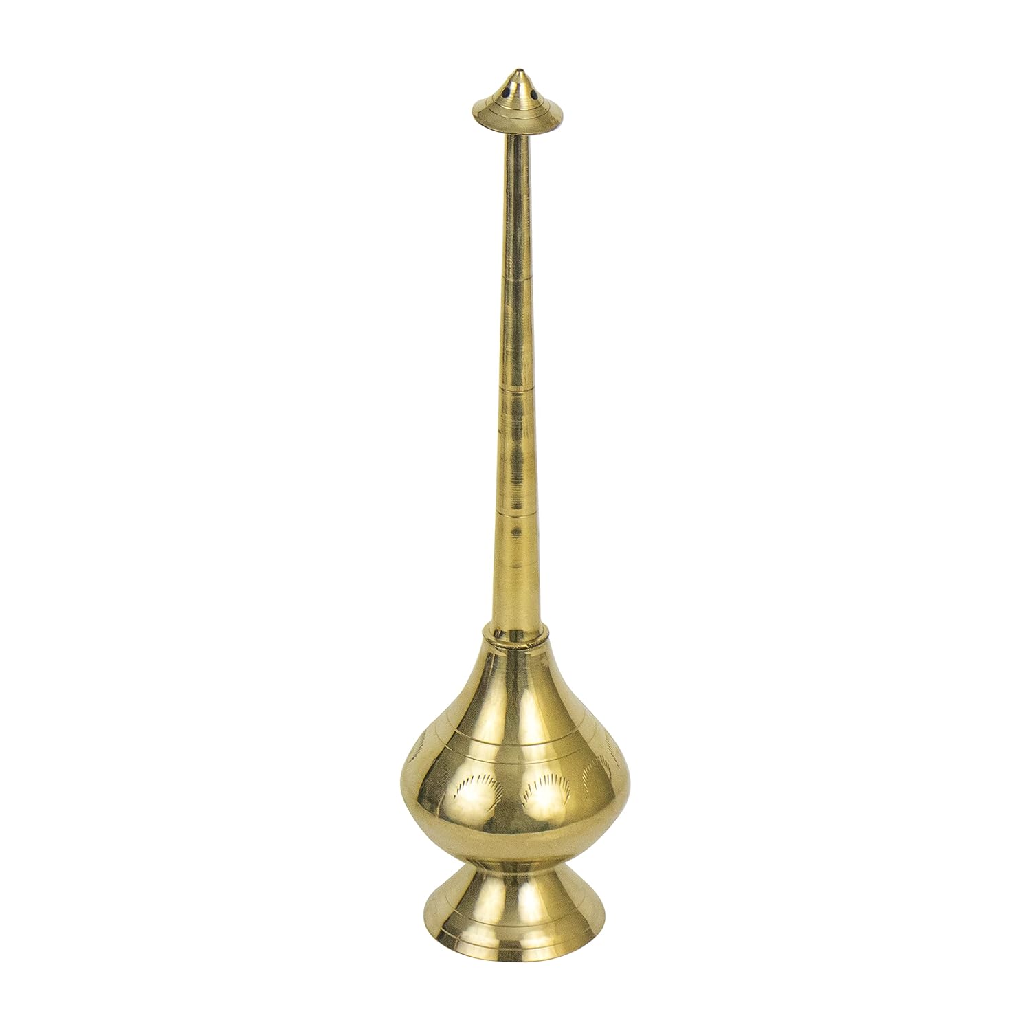 Brass Sprinkler Bottle for Holy Water, Gangajal and Perfume Gulab Pash Rose Water Paneer Sombu – (large, 11 Inch)