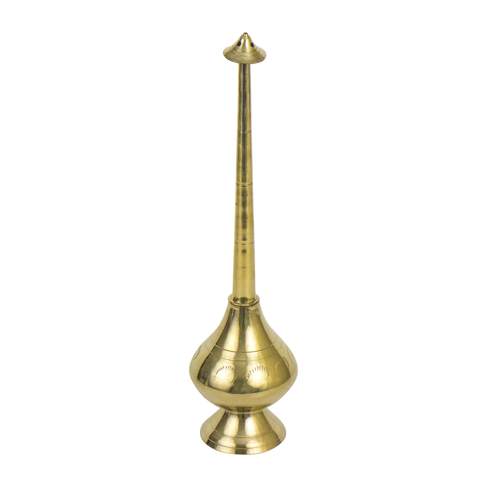 Brass Sprinkler Bottle for Holy Water, Gangajal and Perfume Gulab Pash Rose Brass Water Paneer Sombu –(Small, 8 Inch)