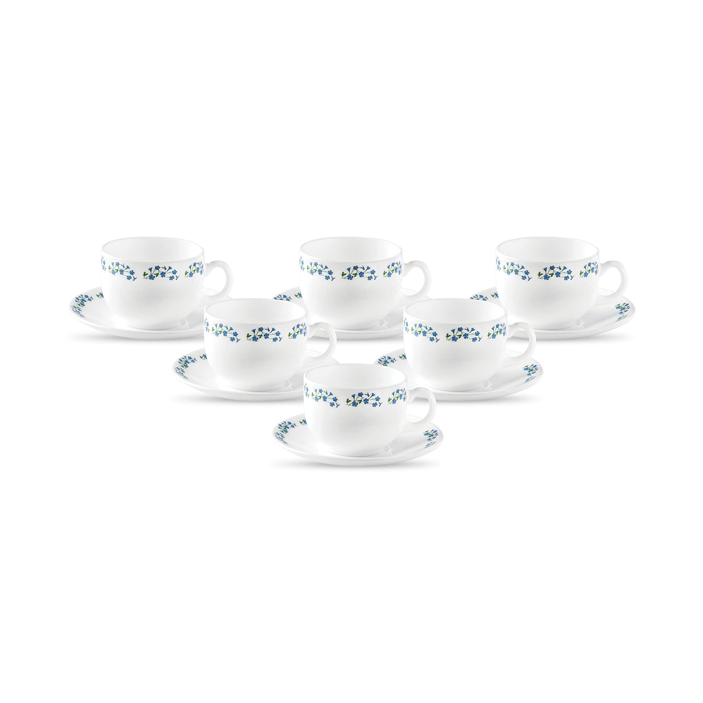 La Opala Diva, Opal Glass Crockery | Cup & Saucer Iris Regular, Set of 12 | Mystrio Black, 160 ml | for Tea & Coffee | Microwave Safe | 100% Vegetarian | Extra Strong | Super Light | Super White
