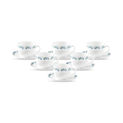 La Opala Diva, Opal Glass Crockery | Cup & Saucer Iris Regular, Set of 12 | Mystrio Black, 160 ml | for Tea & Coffee | Microwave Safe | 100% Vegetarian | Extra Strong | Super Light | Super White