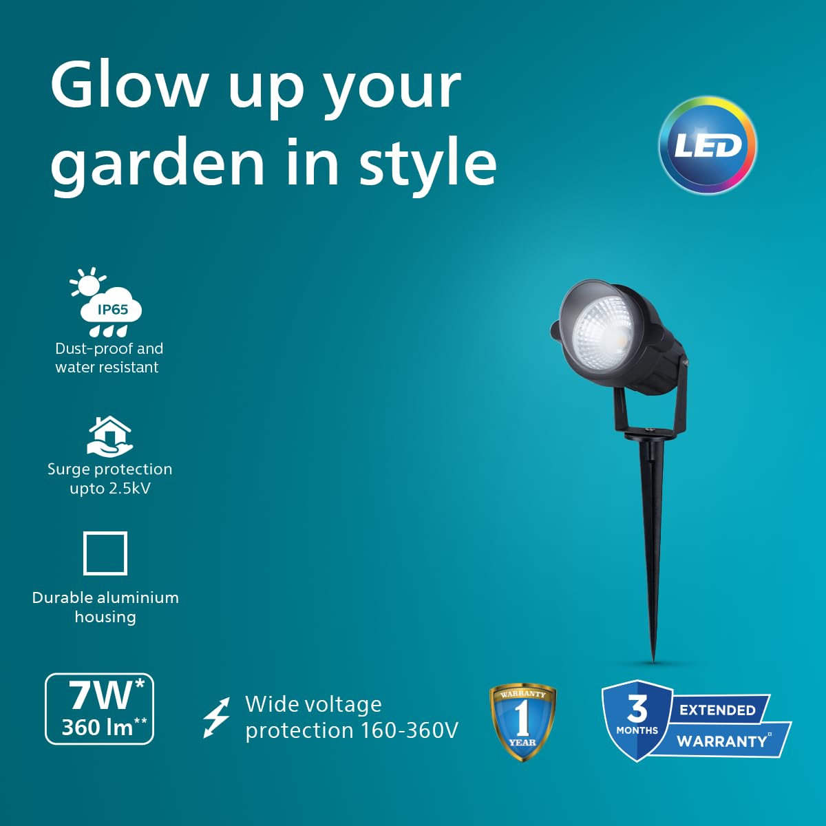 Philips 7W Garden Spike Light (Pack of 2)