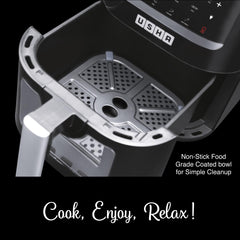 USHA Ichef Smart Air Fryer 4.5L,10 In 1 Functions10 Preset Menu|Digital Display&Touch Panel|Transparent Window|Illuminated Chamber|Turbo Air Circulation|Oil Free Cooking|Auto Pause/Start(Black),1350W