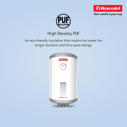 Racold CDR DLX Plus 35L Vertical Energy Efficient Storage Water Heater(Geyser) with Free Standard Installation & Pipes | Temperature Display | Temperature Knob | Titanium Enameled Coating