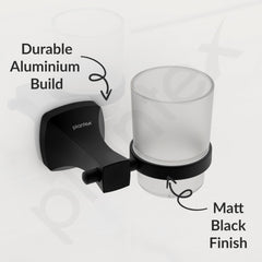Plantex Space Aluminum Glass Tumbler Holder/Wall Mounted Tooth Brush Holder/Bathroom Accessories (Black)-4