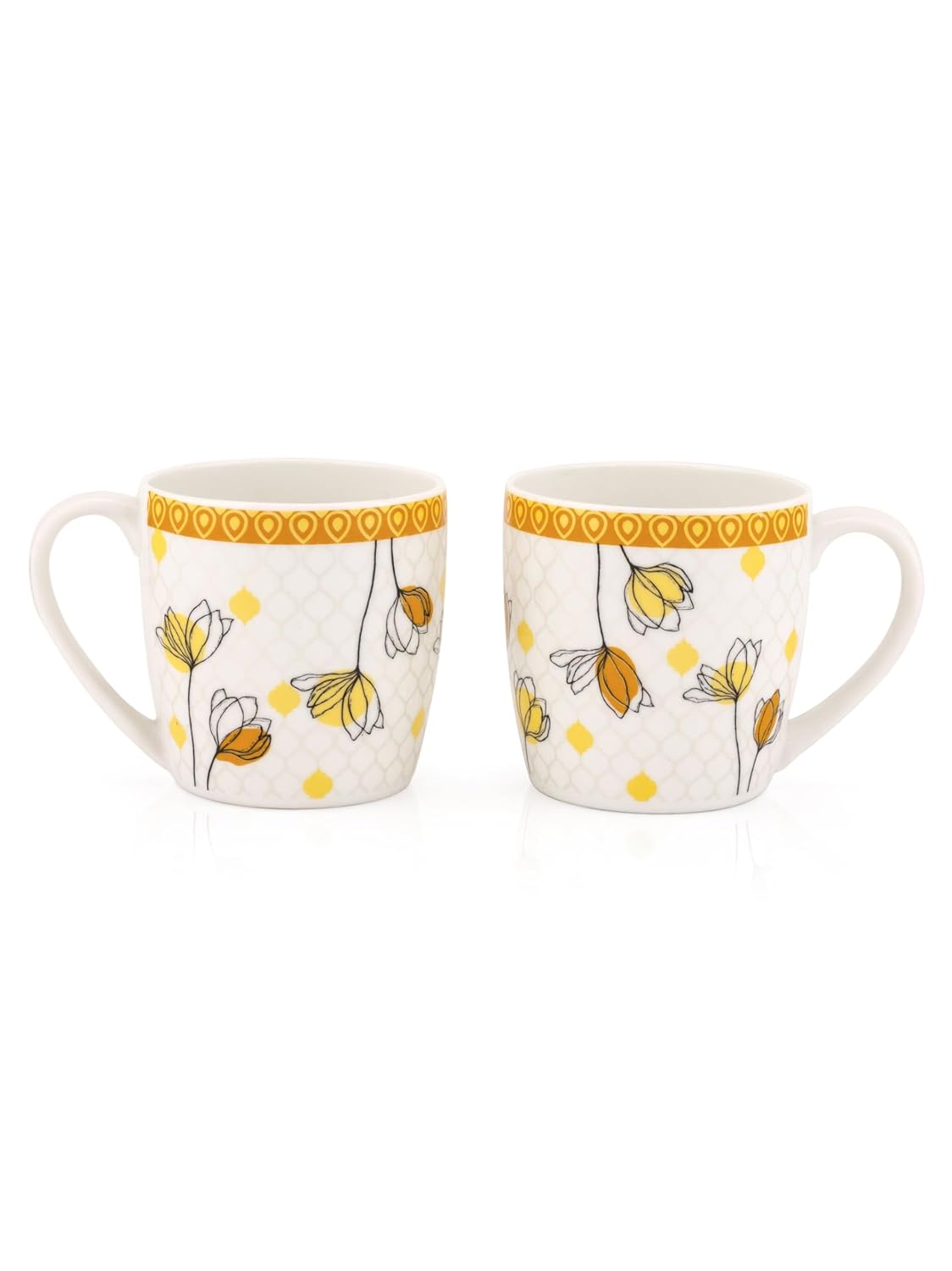 Clay Craft Fine Ceramic Tea/Coffee Cup Set of 6-200 ml Each (Alton Hilton 379), Tea Cup Set of 6, Microwave & Dishwasher Safe, Mugs for Coffee, Cups Set of 6, Mug Set, Gift Set, Ideal for Gifting