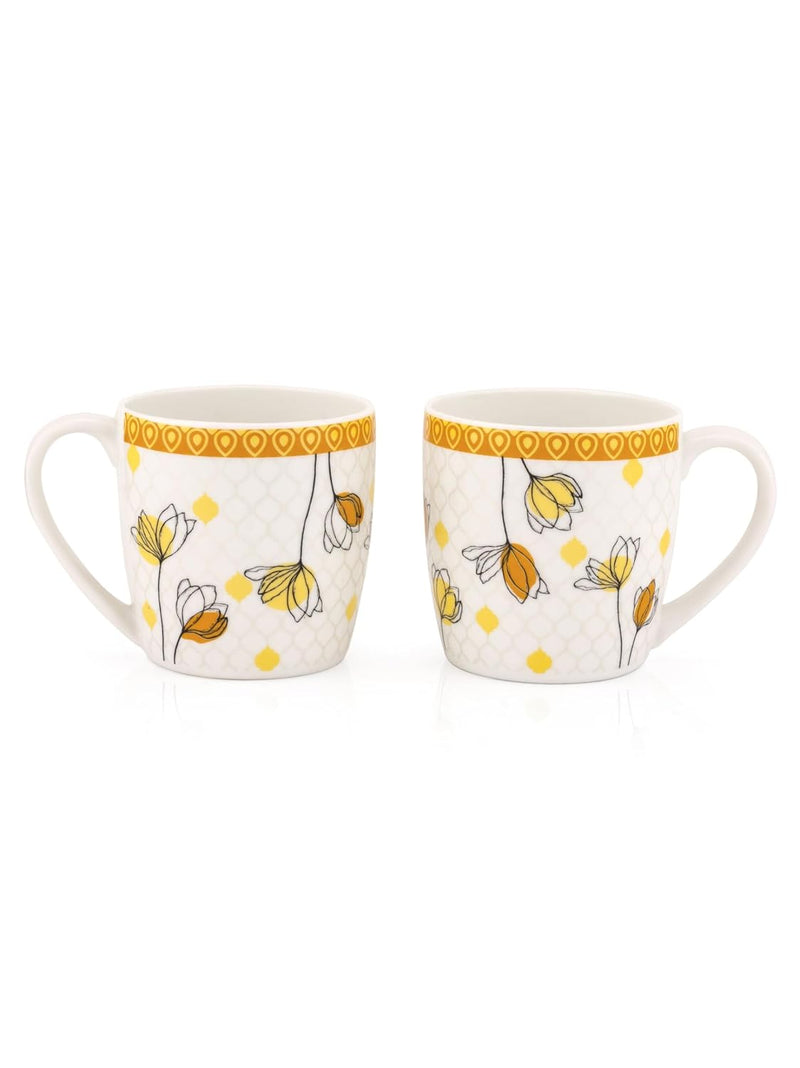 Clay Craft Fine Ceramic Tea/Coffee Cup Set of 6-200 ml Each (Alton Hilton 379), Tea Cup Set of 6, Microwave & Dishwasher Safe, Mugs for Coffee, Cups Set of 6, Mug Set, Gift Set, Ideal for Gifting
