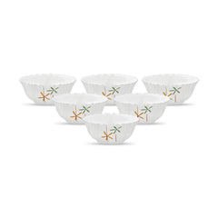 La Opala Novo Collection Opal Glass Crockery | Vegetable Bowl Set of 6 | Silken Charm Design | Bowls for dal & Condiments | Microwave Safe | 100% Vegetarian | Extra Strong | Super Light & White