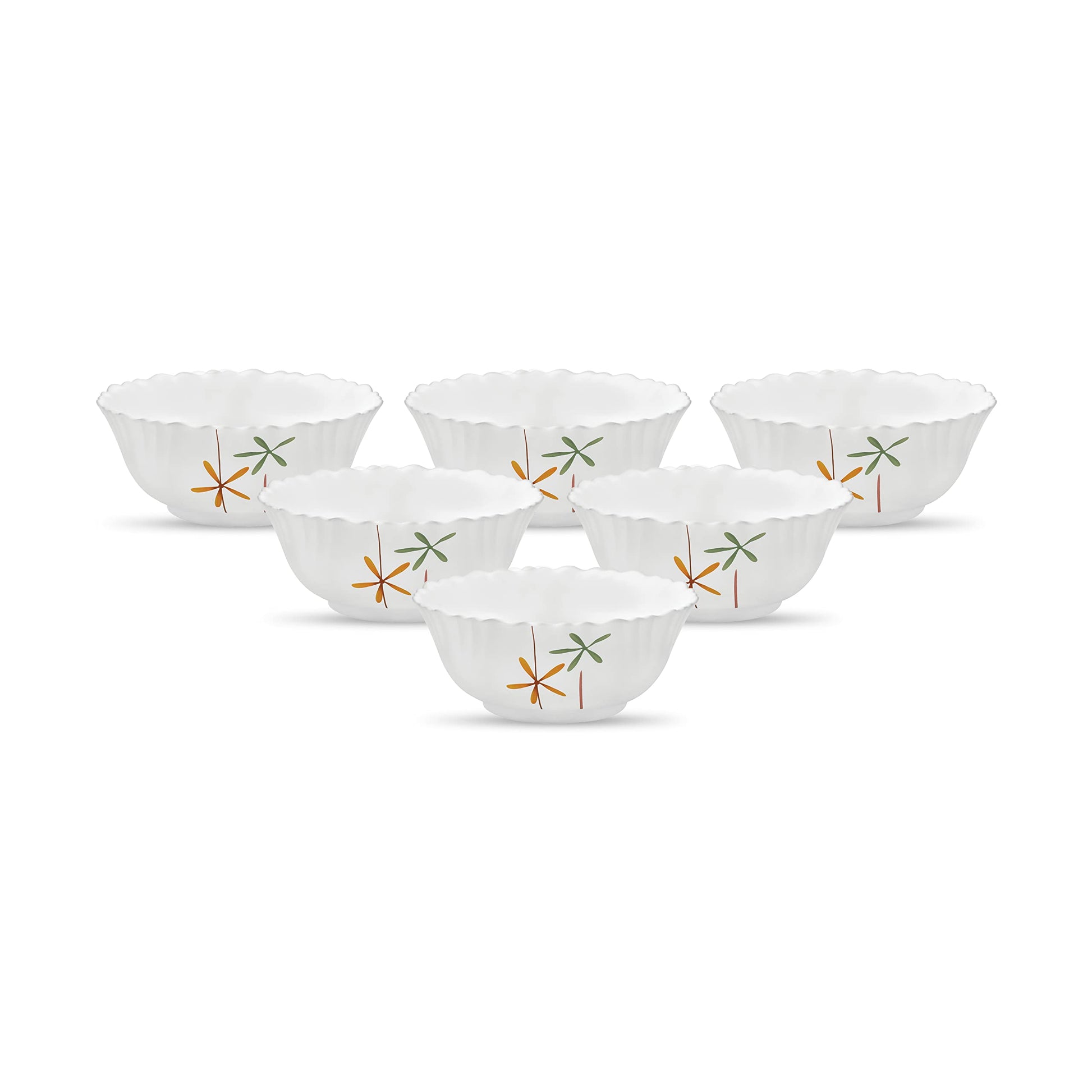 La Opala, Novo Collection, Opal Glass Vegetable Bowl Set 6 pcs, Tender Trio, White
