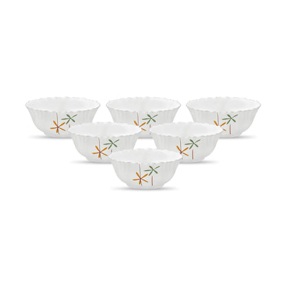 La Opala, Novo Collection, Opal Glass Vegetable Bowl Set 6 pcs, Tender Trio, White