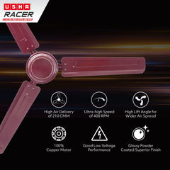 Usha Racer 1200MM Ultra High Speed 400RPM Ceiling Fan Brown W/O REG-2