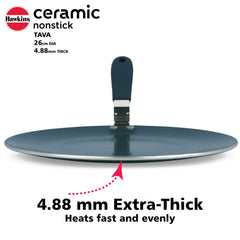 Hawkins Ceramic Nonstick Tava, 26 cm Diameter, Induction Paratha Tawa, Granite Griddle (ICT26)