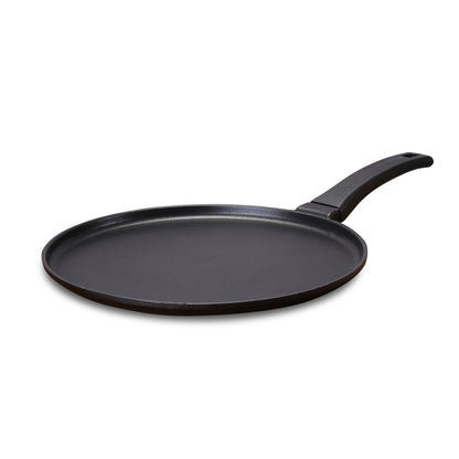 Inducta Die-cast Dosa Tawa, 28cm, 4mm, Japanese Non-stick Coating, Cook with Less Oil, For Dosas, Rotis, Parathas, Omelettes, Pancakes, Compatible with All Cooktops, 2-Yr Warranty, Black