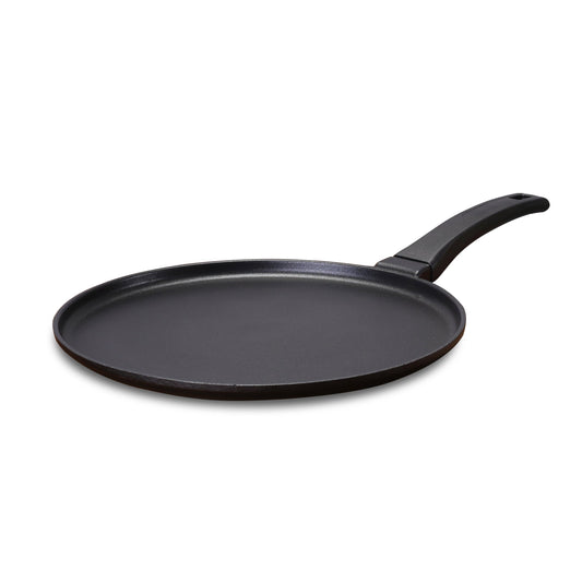 Inducta Die-cast Dosa Tawa, 28cm, 4mm, Japanese Non-stick Coating, Cook with Less Oil, For Dosas, Rotis, Parathas, Omelettes, Pancakes, Compatible with All Cooktops, 2-Yr Warranty, Black