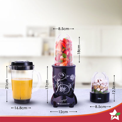 Nutri-blend 500W Mixer Grinder, 22000 RPM Motor, Smoothie Maker, Masala Grinder, Chutney Blender, 4 Unbreakable Jars, Recipe Book by Chef Sanjeev Kapoor, 2 Yr Warranty, Black