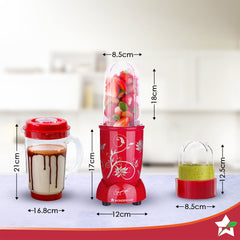 Nutri-blend 500W Mixer Grinder, 22000 RPM Motor, Smoothie Maker, Masala Grinder, Chutney Blender, 4 Unbreakable Jars, Recipe Book by Chef Sanjeev Kapoor, 2 Yr Warranty, Red