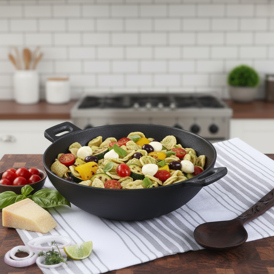 Forza 24 cm Cast-iron Kadhai, Pre-Seasoned Cookware, Induction Friendly, 1.9L, 3.8mm