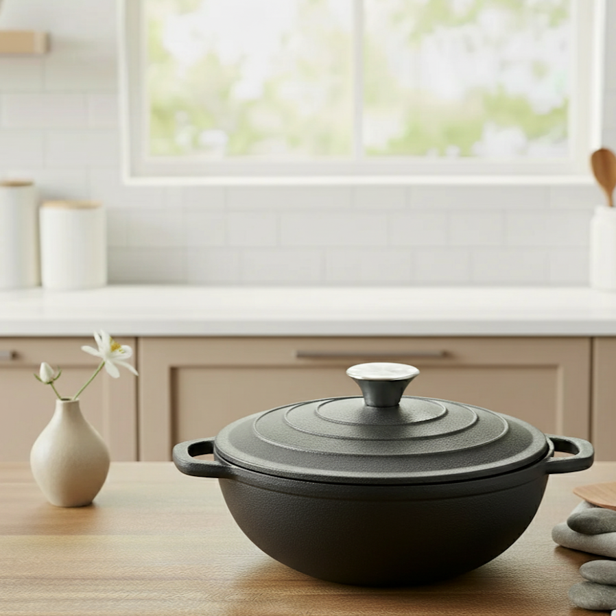 Forza Pre-Seasoned Cast-iron Kadhai Lid, 30cm