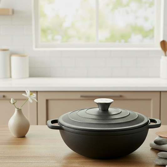 Forza Pre-Seasoned Cast-iron Kadhai Lid, 30cm