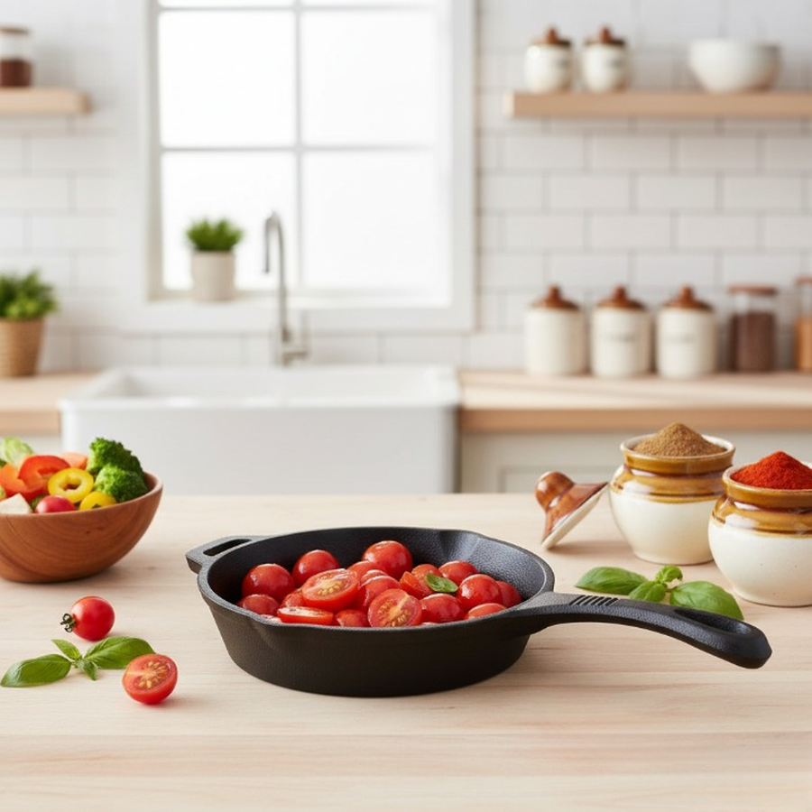 Forza Pre Seasoned 15 cm Cast Iron Fry Pan | With Lifetime Exchange Warranty | Black