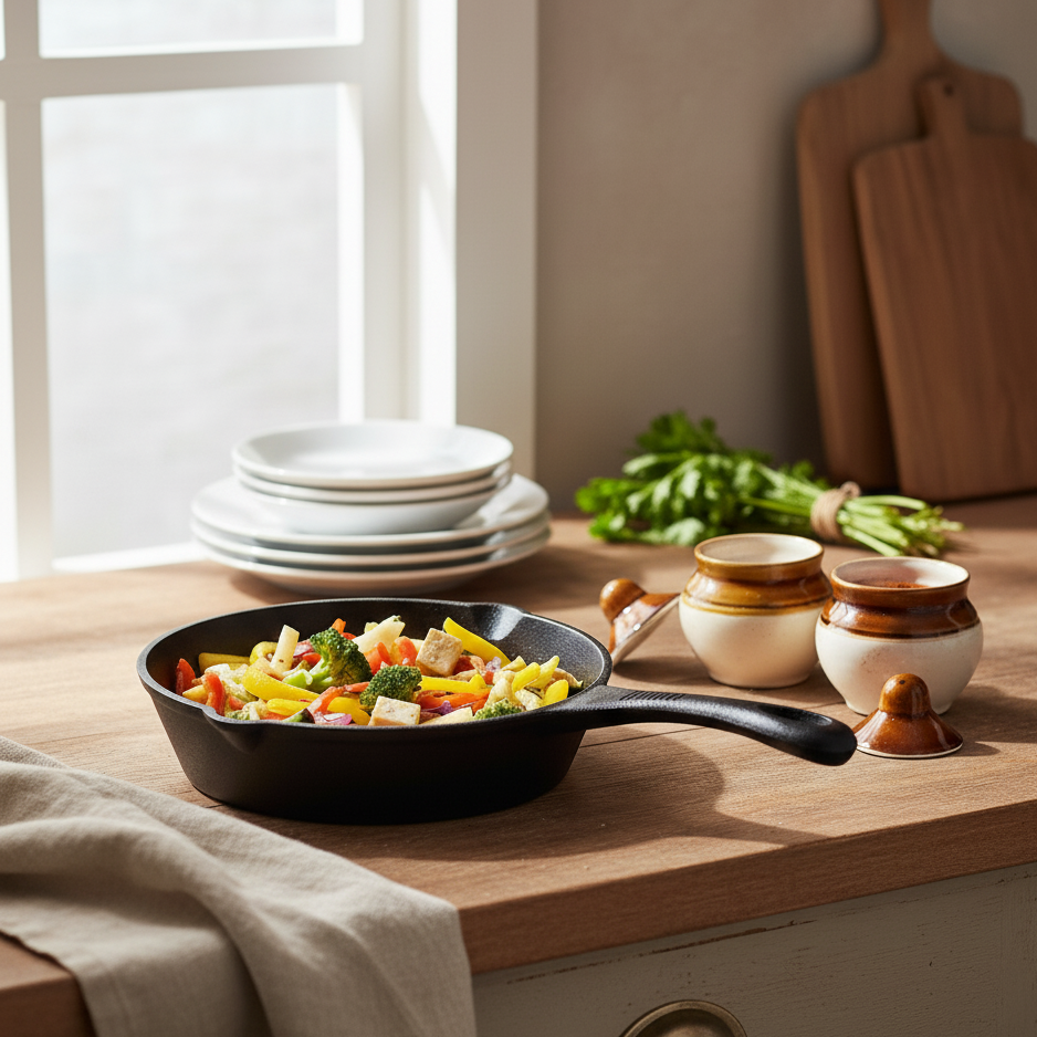 Forza Pre Seasoned 19 cm Cast Iron Fry Pan | With Lifetime Exchange Warranty | Black