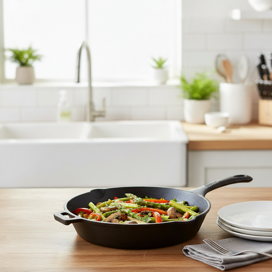 Forza Pre Seasoned 25 cm Cast Iron Fry Pan | With Lifetime Exchange Warranty | Black