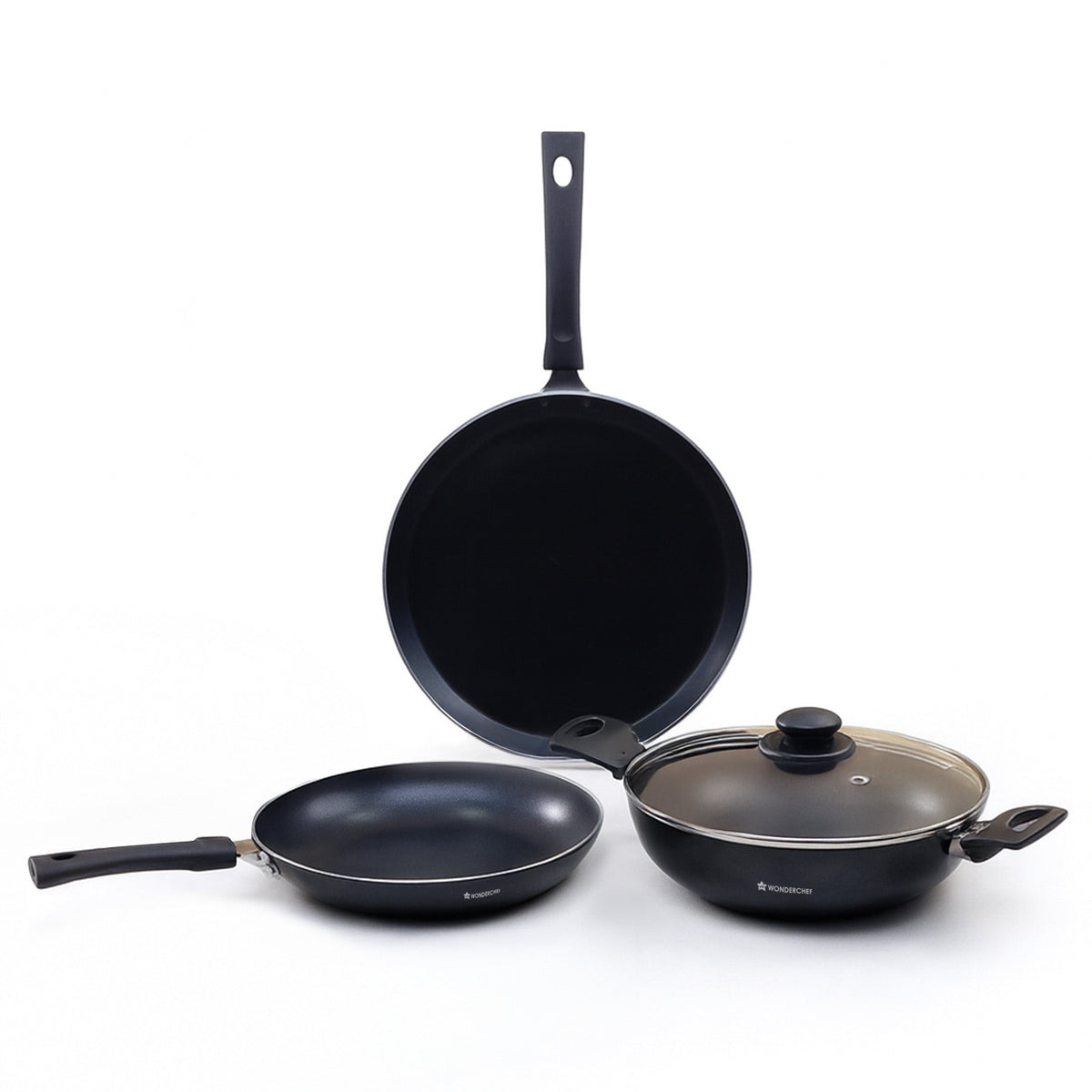 Wonderchef Valencia 24cm Wok | Meta Tuff Non-Stick Coating | Virgin Grade Aluminum | PFOA/Heavy Metals Free
