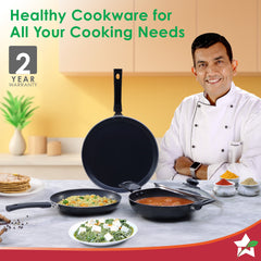 Wonderchef Valencia 24cm Wok | Meta Tuff Non-Stick Coating | Virgin Grade Aluminum | PFOA/Heavy Metals Free