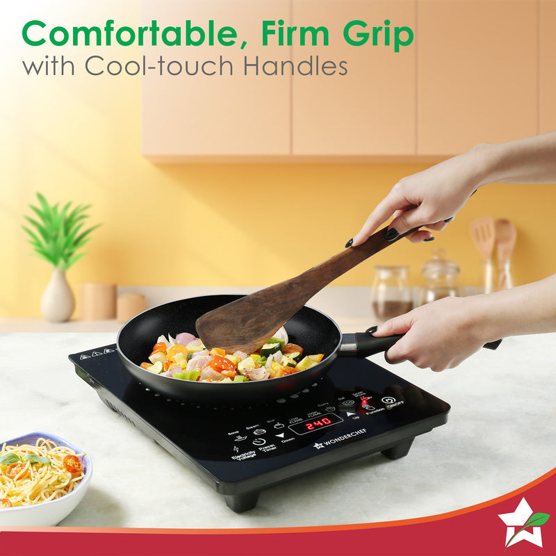 Wonderchef Valencia 24cm Wok | Meta Tuff Non-Stick Coating | Virgin Grade Aluminum | PFOA/Heavy Metals Free