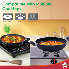 Wonderchef Valencia 24cm Wok | Meta Tuff Non-Stick Coating | Virgin Grade Aluminum | PFOA/Heavy Metals Free