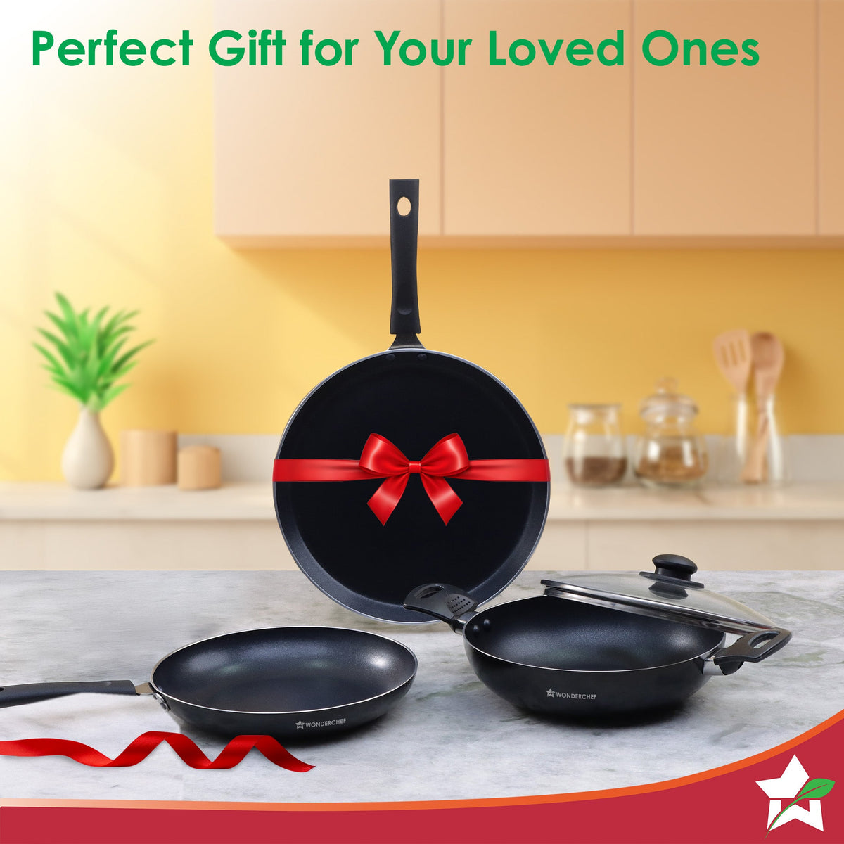 Wonderchef Valencia 24cm Wok | Meta Tuff Non-Stick Coating | Virgin Grade Aluminum | PFOA/Heavy Metals Free